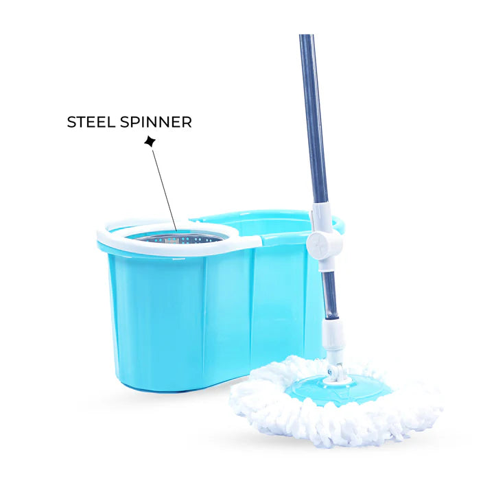 360° Spin Mop with Stainless Steel Spin Basket – Self-Wringing Dual Bucket Mop System