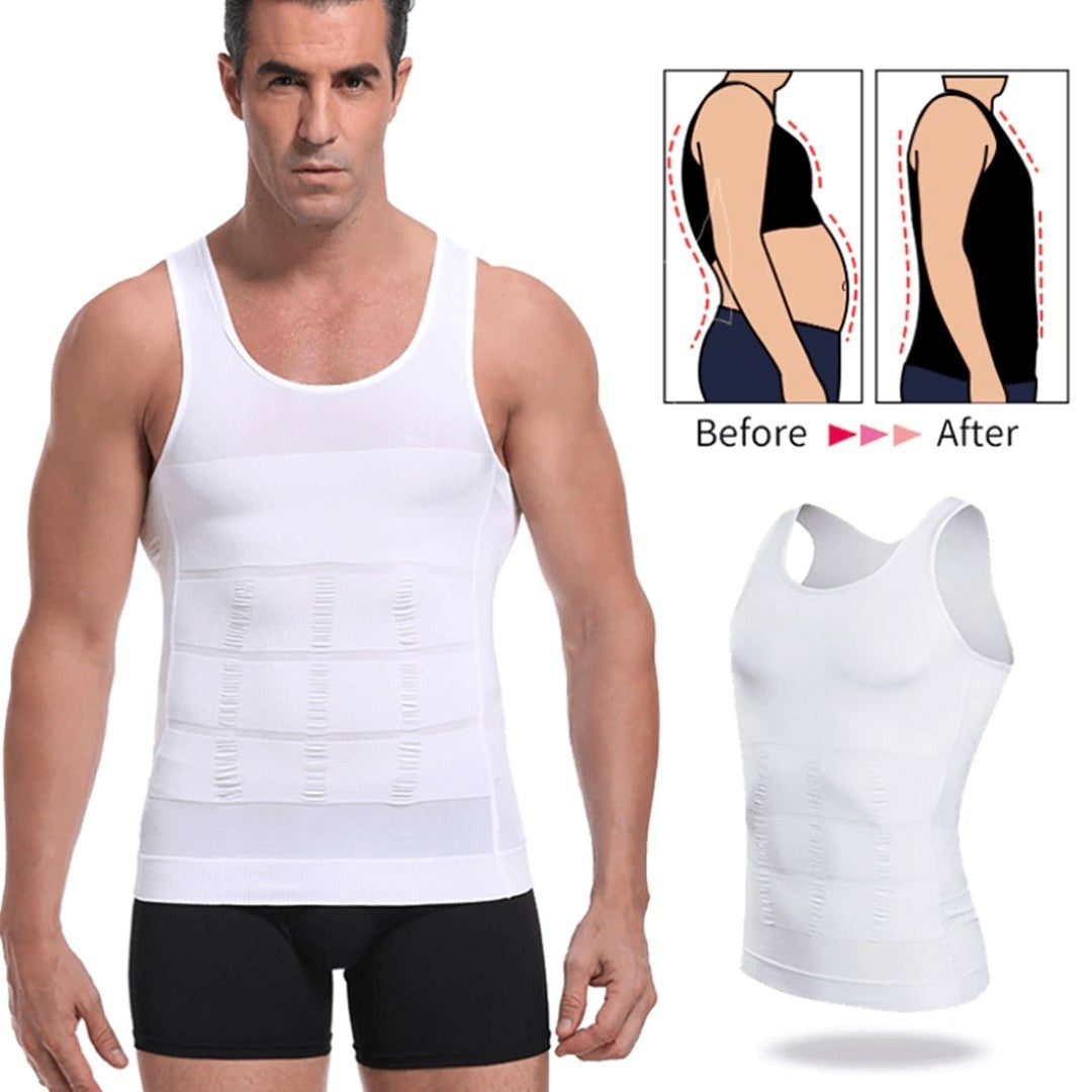 Slim'N Lift Men's Body Shaper Vest – Compression Slimming Undershirt for Tummy & Posture Control