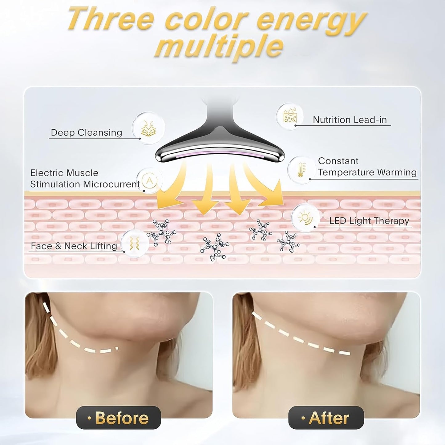 Electric Facial & Neck Massager – 45°C Magnetotherapy EMS Device with LED Light Therapy (Anti-Wrinkle)