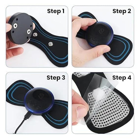 Mini EMS Butterfly Massager – Portable Electric Neck & Body Pain Relief Device with LCD Display (Rechargeable)