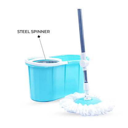 360° Spin Mop with Stainless Steel Spin Basket – Self-Wringing Dual Bucket Mop System