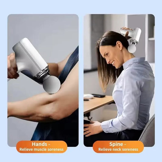 Mini Fascia Massage Gun – Portable Muscle Massager with LED Light & 4 Massage Heads