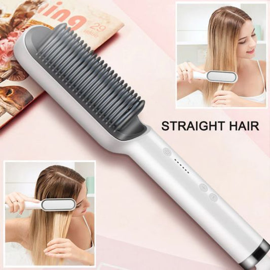 Hair Straightener Brush – Anti-Scald Ceramic Heating Comb with 5-Stage Temperature Control (Fast Heat, Frizz-Free Styling)