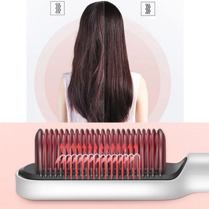 Hair Straightener Brush – Anti-Scald Ceramic Heating Comb with 5-Stage Temperature Control (Fast Heat, Frizz-Free Styling)