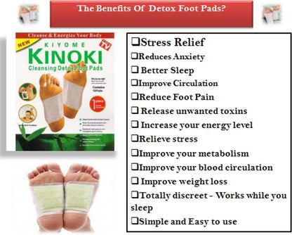 Kinoki Cleansing Detox Foot Pads – Herbal Foot Patches for Relaxation (10 Pairs)