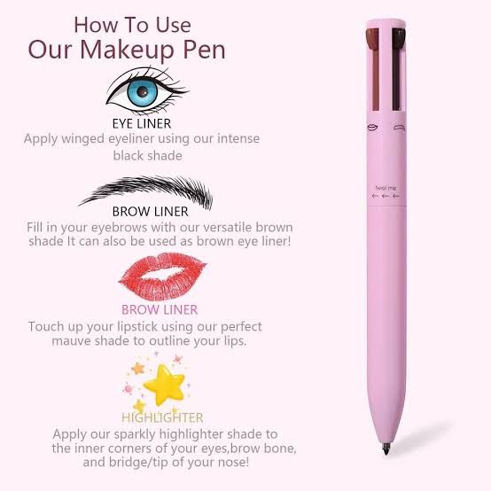 4-in-1 Multifunctional Makeup Pen – Eyebrow, Eyeliner, Eyeshadow & Lip Color Stick (Twist-Up Design)