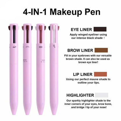 4-in-1 Multifunctional Makeup Pen – Eyebrow, Eyeliner, Eyeshadow & Lip Color Stick (Twist-Up Design)