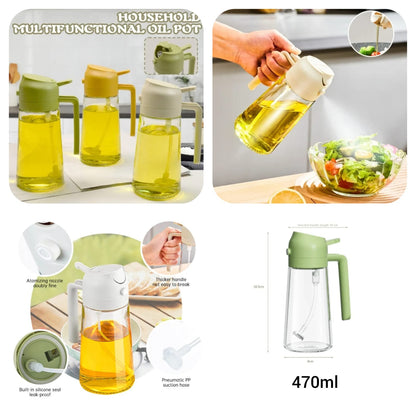 2-in-1 Oil Spray & Dispenser Bottle – Precision Control Glass Oil Sprayer for Air Fryer & Cooking