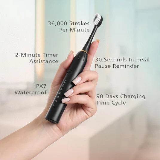 Professional Electric Sonic Toothbrush – 6 Cleaning Modes, IPX7 Waterproof with 4 Brush Heads