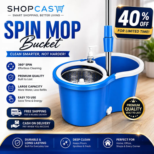 360° Spin Mop with Stainless Steel Spin Basket – Self-Wringing Dual Bucket Mop System