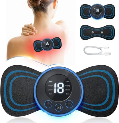 Mini EMS Butterfly Massager – Portable Electric Neck & Body Pain Relief Device with LCD Display (Rechargeable)