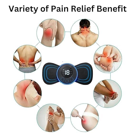 Mini EMS Butterfly Massager – Portable Electric Neck & Body Pain Relief Device with LCD Display (Rechargeable)