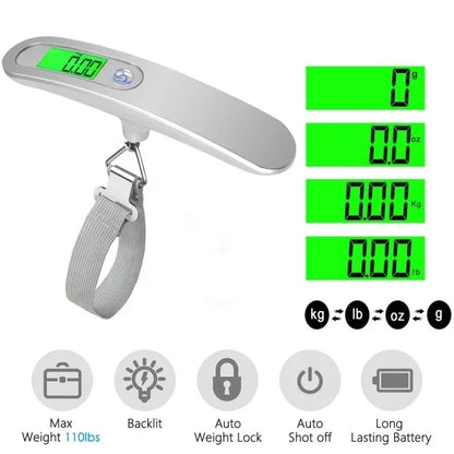 Digital Luggage Scale – Portable Handheld Weight Scale with LCD Display (50kg/110lb Capacity)