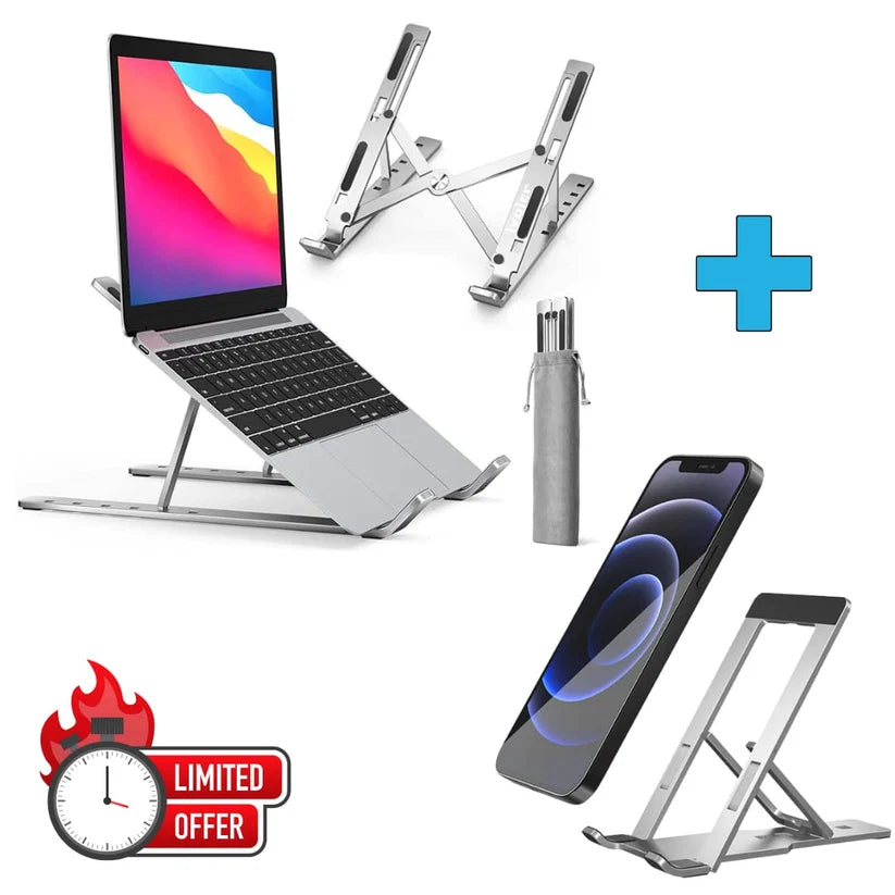 Adjustable Laptop Stand – Foldable Aluminum Alloy Portable Riser for Laptops & Tablets