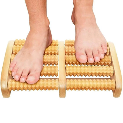 Wooden Foot Massager Roller – Dual Reflexology Foot Roller for Plantar Fasciitis & Stress Relief