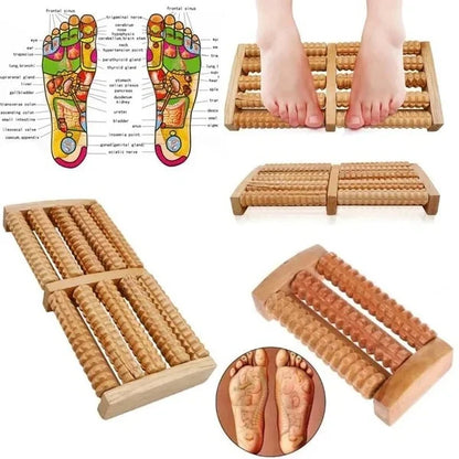 Wooden Foot Massager Roller – Dual Reflexology Foot Roller for Plantar Fasciitis & Stress Relief