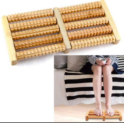 Wooden Foot Massager Roller – Dual Reflexology Foot Roller for Plantar Fasciitis & Stress Relief