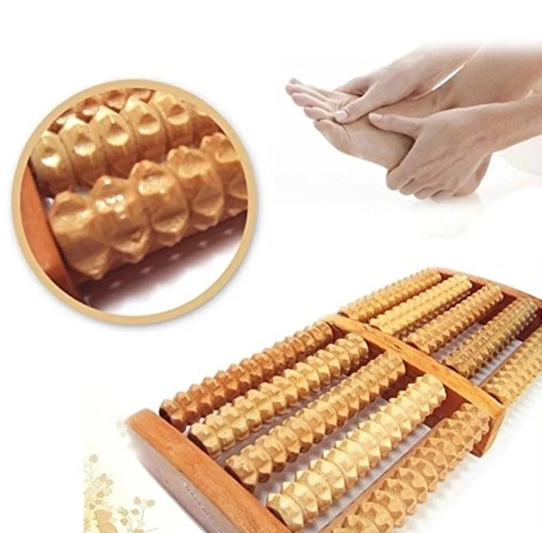 Wooden Foot Massager Roller – Dual Reflexology Foot Roller for Plantar Fasciitis & Stress Relief