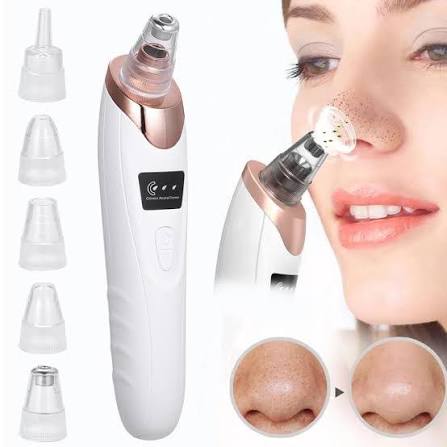 Electric Blackhead Remover – Rechargeable Facial Pore Vacuum Cleaner with 6 Suction Heads