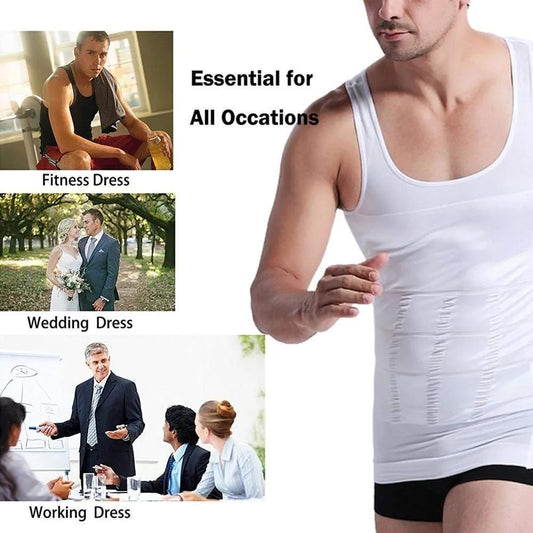Slim'N Lift Men's Body Shaper Vest – Compression Slimming Undershirt for Tummy & Posture Control