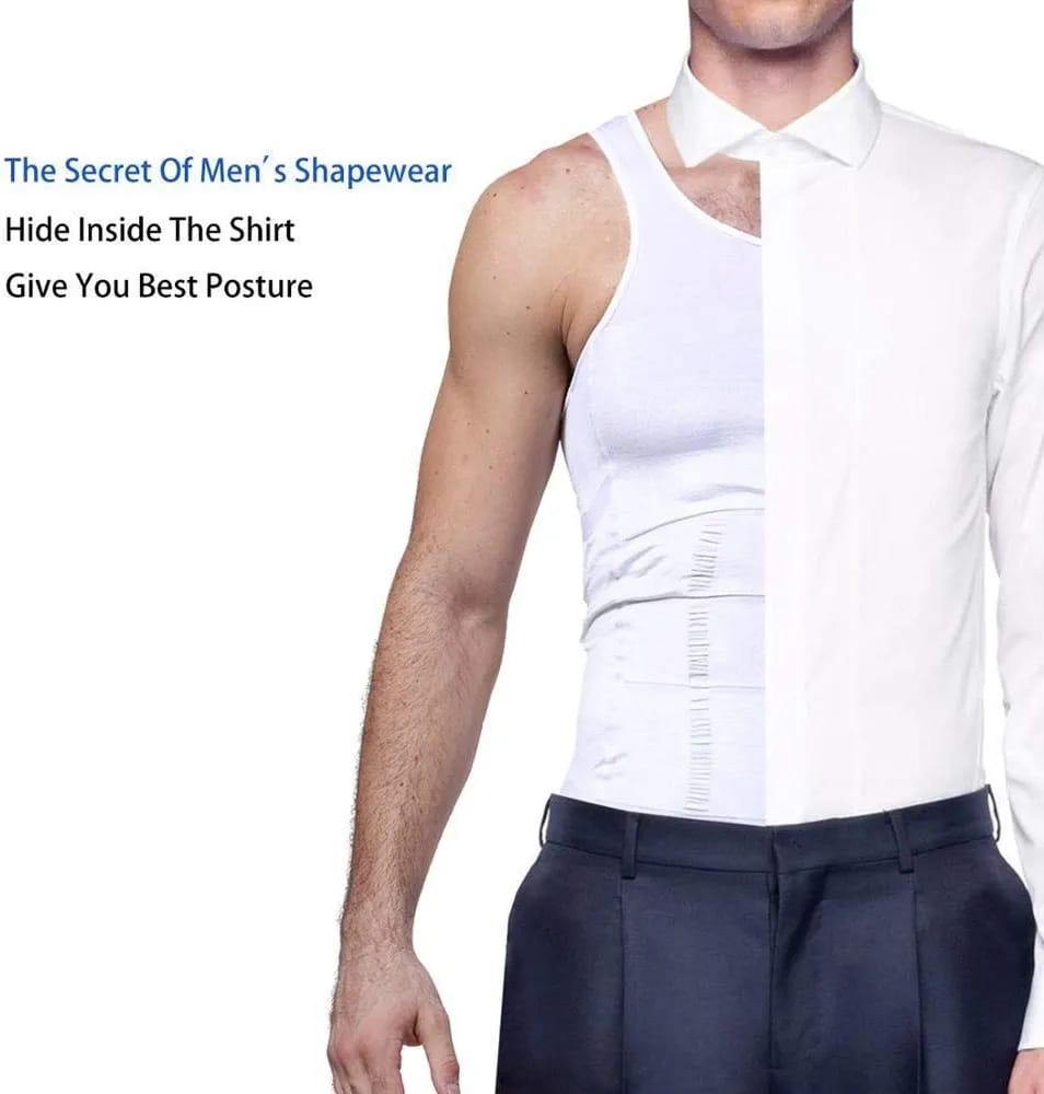 Slim'N Lift Men's Body Shaper Vest – Compression Slimming Undershirt for Tummy & Posture Control