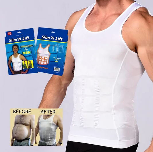 Slim'N Lift Men's Body Shaper Vest – Compression Slimming Undershirt for Tummy & Posture Control