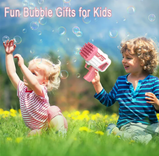 Bubble Feast Bubble Gun Machine – 36-Hole Automatic Bubble Blaster Toy for Kids (with Bubble Solution & Tray)