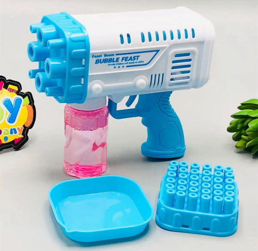 Bubble Feast Bubble Gun Machine – 36-Hole Automatic Bubble Blaster Toy for Kids (with Bubble Solution & Tray)