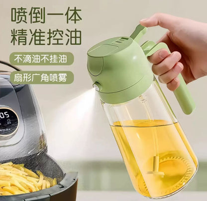 2-in-1 Oil Spray & Dispenser Bottle – Precision Control Glass Oil Sprayer for Air Fryer & Cooking