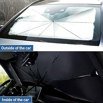 Foldable Umbrella-Style Car Windshield Sun Shade – UV Protection Front Window Cover (Universal Fit