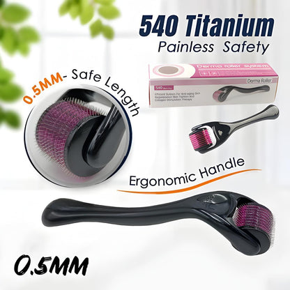 Derma Roller for Hair Growth – Microneedle Scalp Roller for Men & Women (Titanium Needles)