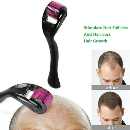 Derma Roller for Hair Growth – Microneedle Scalp Roller for Men & Women (Titanium Needles)