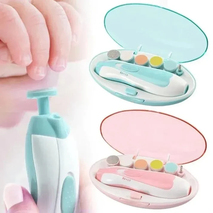 Electric Baby Nail Trimmer – Safe Automatic Nail Care Set with 5 Grinding Heads (For Infants & Toddlers)