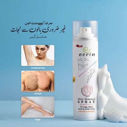 Ecrin Hair Removal Spray – Painless Hair Remover for Legs, Underarms, Chest & Bikini Area (For Men & Women)