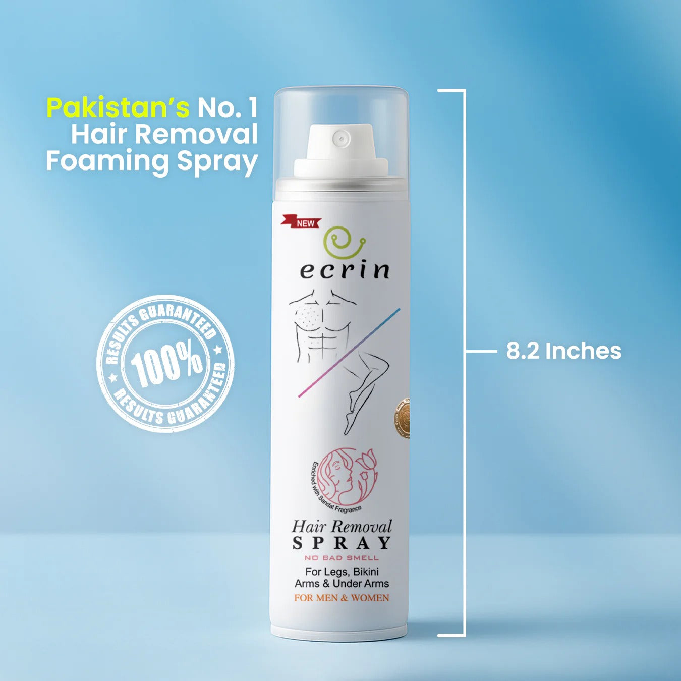 Ecrin Hair Removal Spray – Painless Hair Remover for Legs, Underarms, Chest & Bikini Area (For Men & Women)