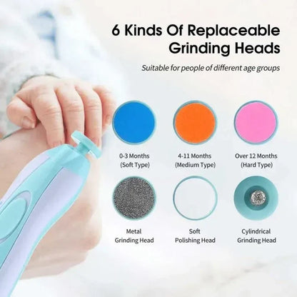 Electric Baby Nail Trimmer – Safe Automatic Nail Care Set with 5 Grinding Heads (For Infants & Toddlers)
