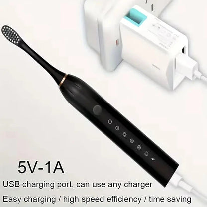 Professional Electric Sonic Toothbrush – 6 Cleaning Modes, IPX7 Waterproof with 4 Brush Heads