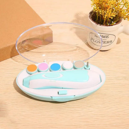 Electric Baby Nail Trimmer – Safe Automatic Nail Care Set with 5 Grinding Heads (For Infants & Toddlers)