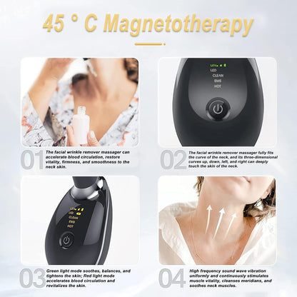 Electric Facial & Neck Massager – 45°C Magnetotherapy EMS Device with LED Light Therapy (Anti-Wrinkle)