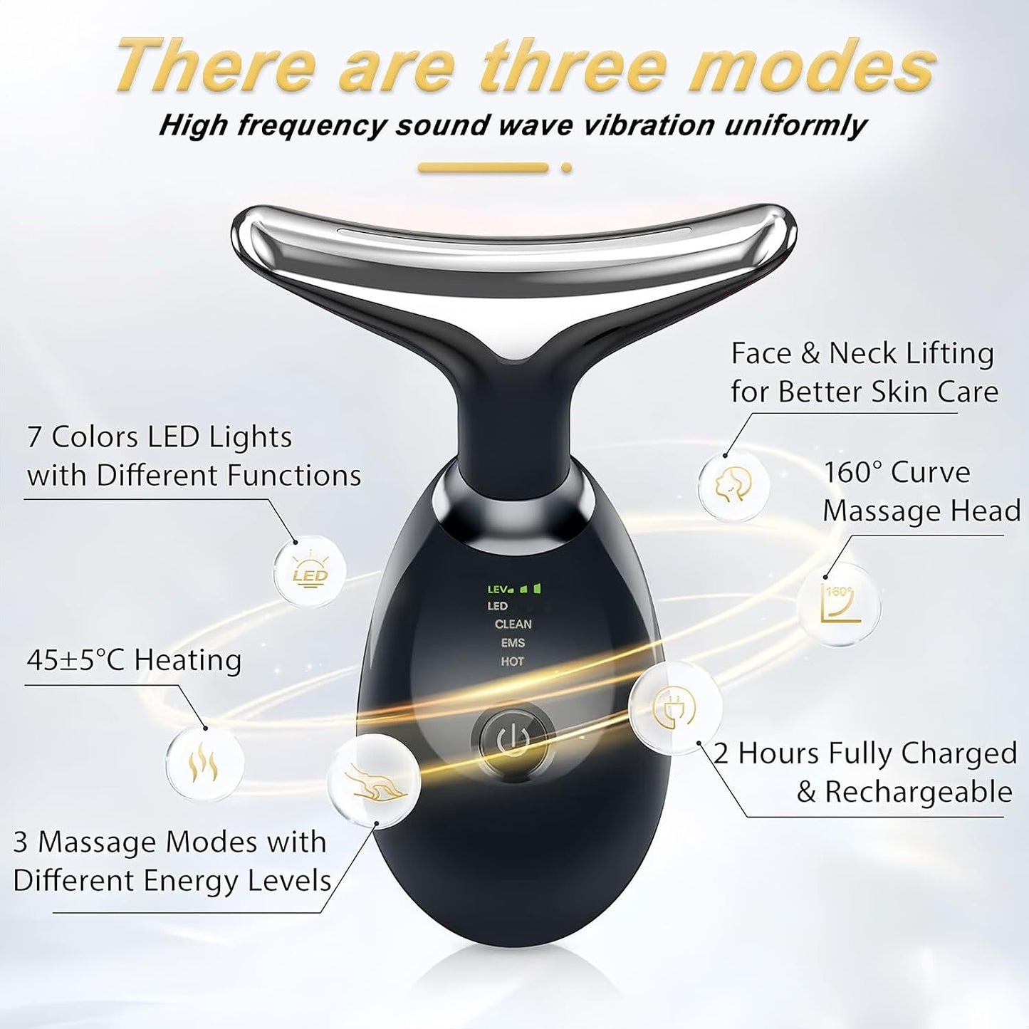 Electric Facial & Neck Massager – 45°C Magnetotherapy EMS Device with LED Light Therapy (Anti-Wrinkle)