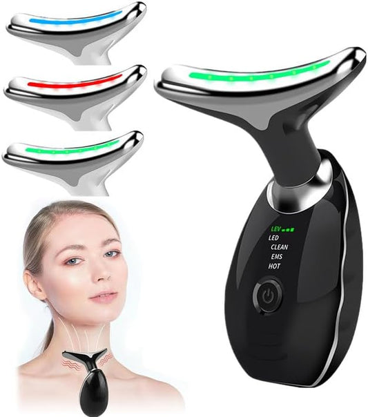 Electric Facial & Neck Massager – 45°C Magnetotherapy EMS Device with LED Light Therapy (Anti-Wrinkle)