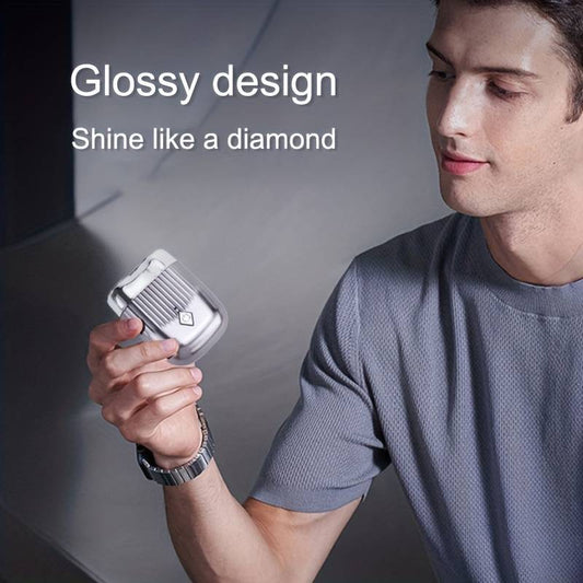 Portable Mini Electric Shaver – Compact Glossy Diamond-Cut Design Rechargeable Razor for Men