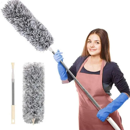 Extendable Microfiber Duster – Bendable Fluffy Feather Duster with Retractable Stainless Steel Pole (100+ Inches)