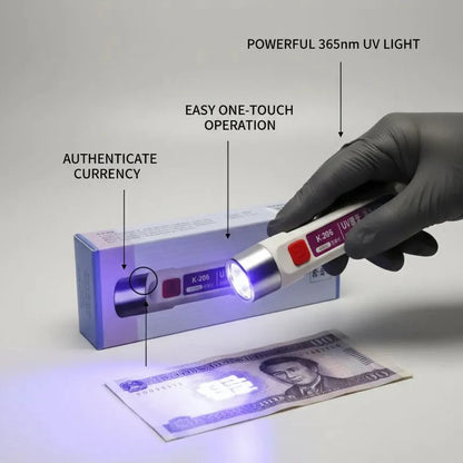 K-206 UV Currency Detector Flashlight – 365nm Powerful UV Light for Fake Note Authentication