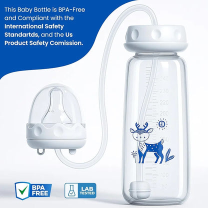 BPA-Free Baby Feeding Bottle with Straw – Anti-Colic Wide Neck Bottle with Weighted Straw (240ml)