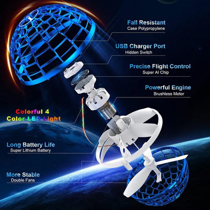 Flying Orb Boomerang Ball – Hand-Controlled Hover Spinner Toy with LED Lights (Outdoor Fun for Kids & Adults)