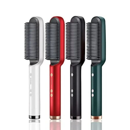 Hair Straightener Brush – Anti-Scald Ceramic Heating Comb with 5-Stage Temperature Control (Fast Heat, Frizz-Free Styling)