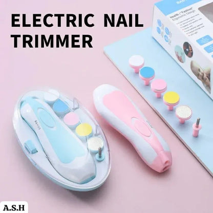Electric Baby Nail Trimmer – Safe Automatic Nail Care Set with 5 Grinding Heads (For Infants & Toddlers)