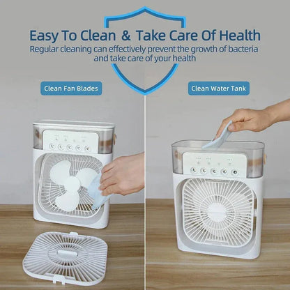 Portable Mini Air Cooler Fan – 3-Speed Misting Cooler with LED Lights & 600ml Water Tank