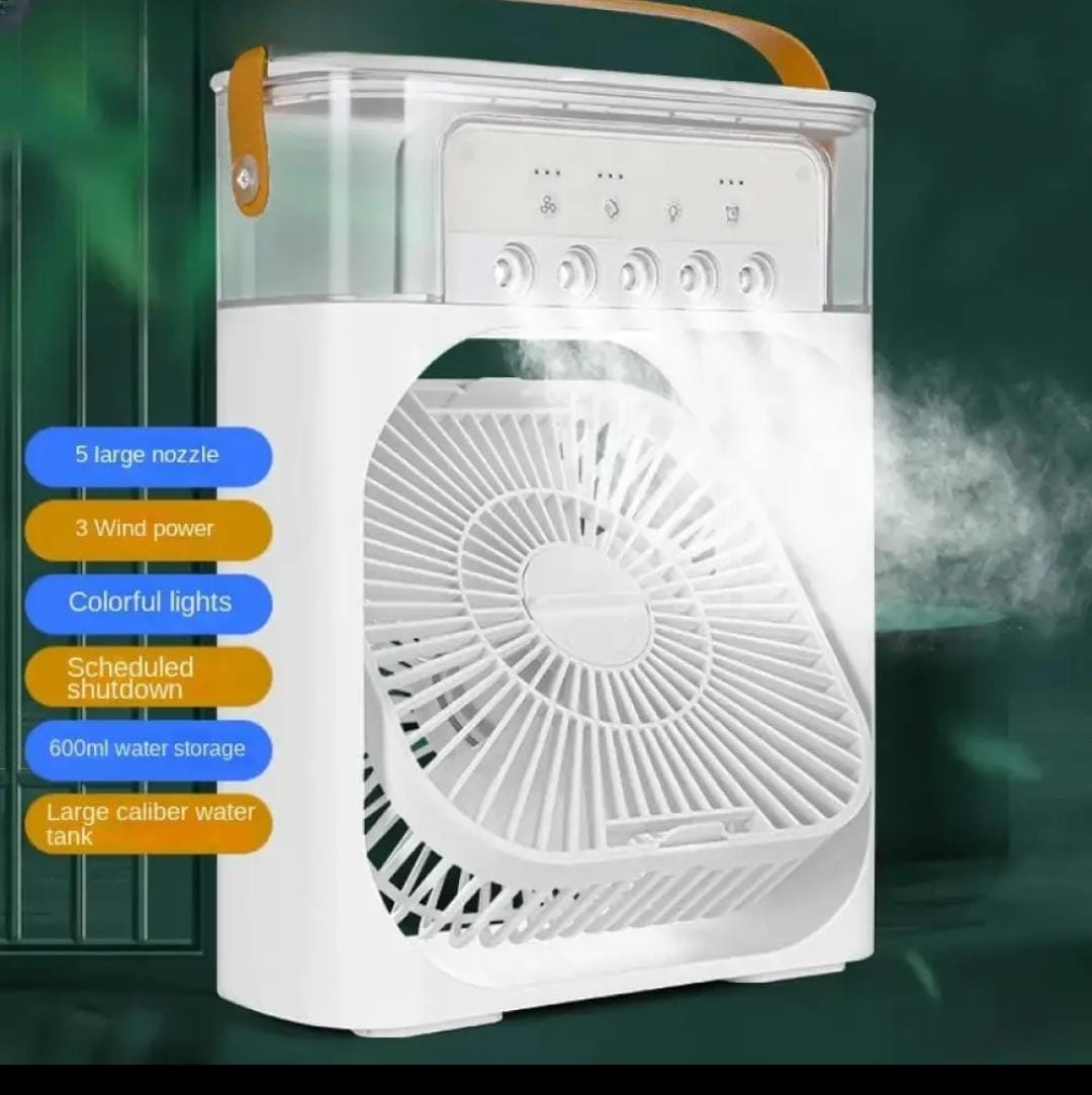 Portable Mini Air Cooler Fan – 3-Speed Misting Cooler with LED Lights & 600ml Water Tank